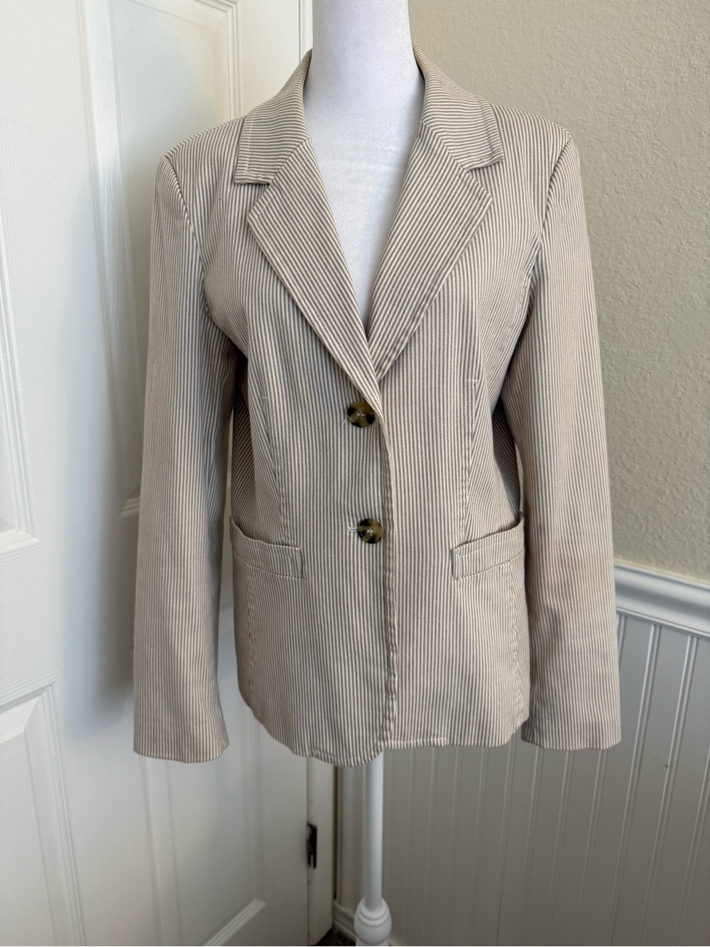Chadwicks Pinstripe Two-Button Blazer